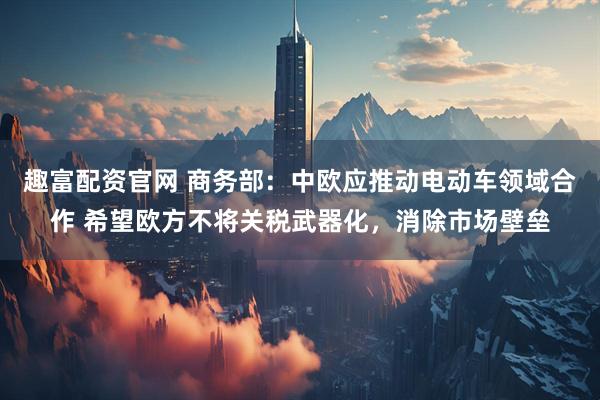 趣富配资官网 商务部：中欧应推动电动车领域合作 希望欧方不将关税武器化，消除市场壁垒