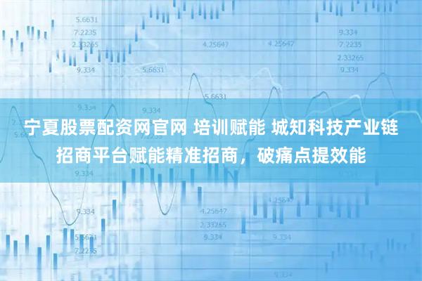 宁夏股票配资网官网 培训赋能 城知科技产业链招商平台赋能精准招商，破痛点提效能
